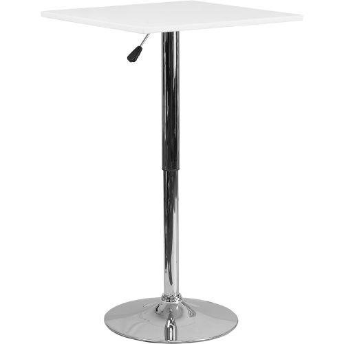  Flash Furniture 23.75 Square Adjustable Height White Wood Table (Adjustable Range 33 40.5)