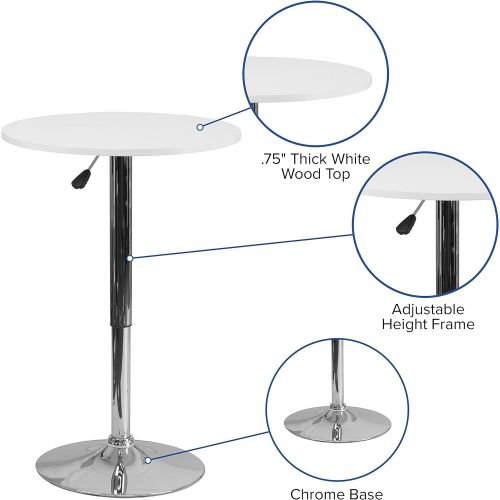  Flash Furniture 23.75 Round Adjustable Height White Wood Table (Adjustable Range 26.25 35.75)