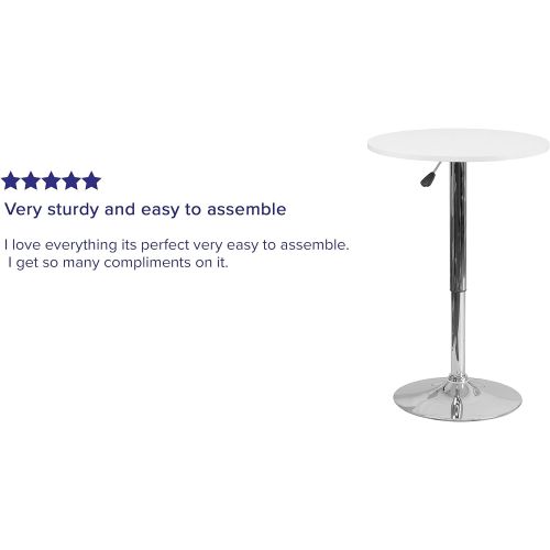  Flash Furniture 23.75 Round Adjustable Height White Wood Table (Adjustable Range 26.25 35.75)