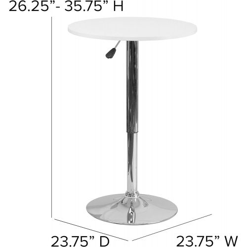 Flash Furniture 23.75 Round Adjustable Height White Wood Table (Adjustable Range 26.25 35.75)