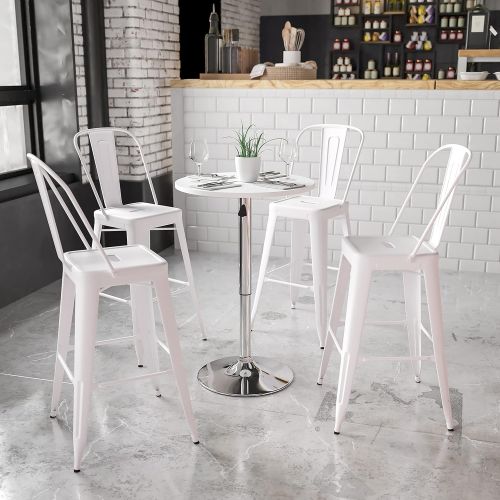  Flash Furniture 23.75 Round Adjustable Height White Wood Table (Adjustable Range 26.25 35.75)