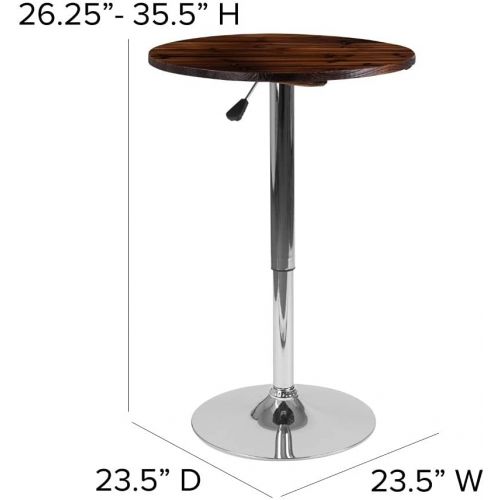  Flash Furniture 23.5 Round Adjustable Height Rustic Pine Wood Table (Adjustable Range 26.25 35.5)