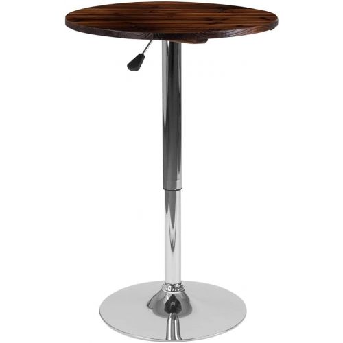  Flash Furniture 23.5 Round Adjustable Height Rustic Pine Wood Table (Adjustable Range 26.25 35.5)