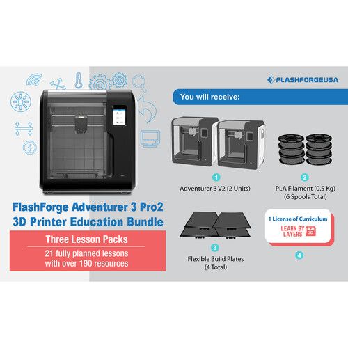 FlashForge Adventurer 3 Pro 2 3D Printer Education Bundle