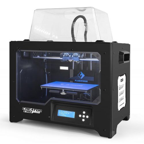  FlashForge 3D Printer Creator Pro, Metal Frame Structure, Acrylic Covers, Optimized Build Platform, Dual Extruder W/2 Spools, Works with ABS and PLA