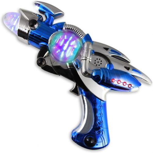  FlashingBlinkyLights Large Blue Light Up Toy Gun with Sound Effects