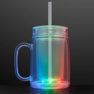 [아마존베스트]FlashingBlinkyLights Set of 4 Mason Jar Light Up Mugs, Multicolor LED Travel Cup with Straw