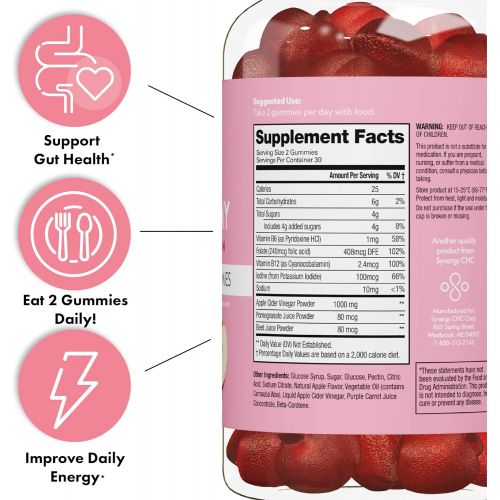  [무료배송]Flat Tummy Tea Flat Tummy Apple Cider Vinegar Gummies, 60 Count ? Detox & Weight Management ? Apple Cider Vinegar Gummies with the Mother - Vegan, Non-GMO ? Made with Apples, Beetroot, Vitamin B9