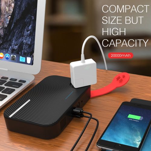  FlePow AC Outlet Portable Charger Battery Pack - 20000mAh 100W110V(Max.) Travel Power Bank with Built in AC Outlet and 2 USB Ports for MacBook, MacBook Pro, Laptops, Smartphones, 2-Year