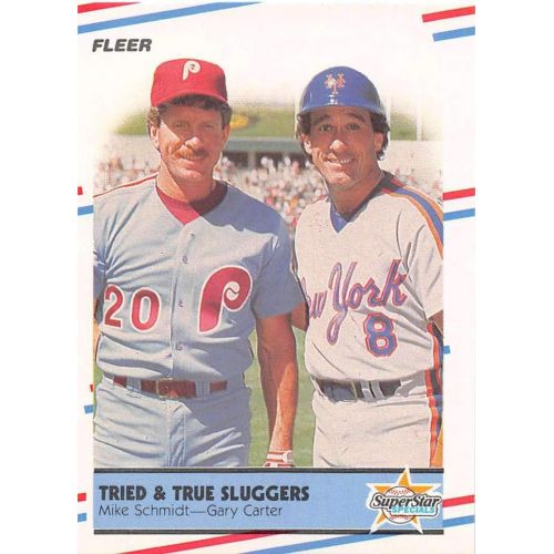  Baseball MLB 1988 Fleer #636 Mike Schmidt/Gary Carter #636 Tried and True Sluggers NM