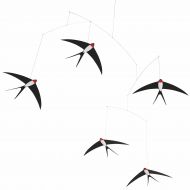 Flensted Mobiles 5 Flying Swallows Hanging Mobile - 24 Inches Cardboard - Handmade in Denmark by Flensted