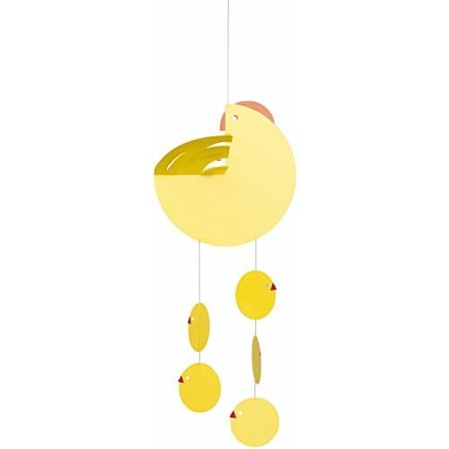  Flensted Mobiles Easter Mother Hen Yellow Hanging Mobile - 16 Inches Plastic - Handmade in Denmark by Flensted