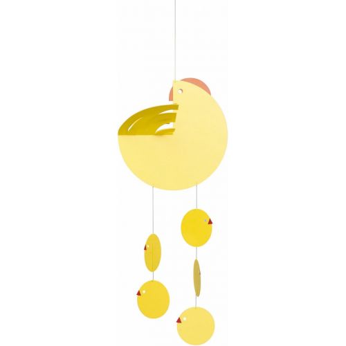  Flensted Mobiles Easter Mother Hen Yellow Hanging Mobile - 16 Inches Plastic - Handmade in Denmark by Flensted
