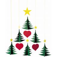 Flensted Mobiles Christmas Tree 6 Hanging Mobile - 17 Inches Cardboard