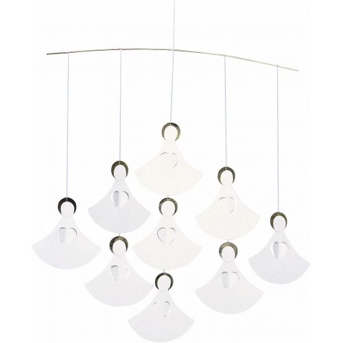  Flensted Mobiles Angel Chorus (9 Angels) Hanging Mobile - 14 Inches - Handmade in Denmark by Flensted