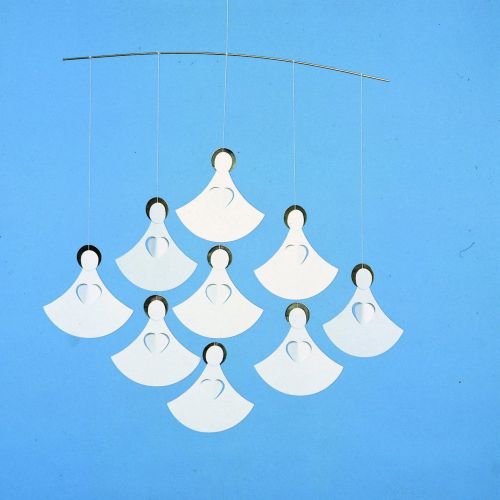  Flensted Mobiles Angel Chorus (9 Angels) Hanging Mobile - 14 Inches - Handmade in Denmark by Flensted