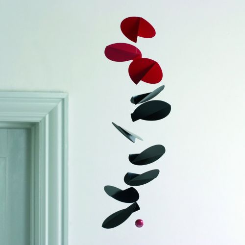  Flensted Mobiles Turning Leaves Black/Red Hanging Mobile - 32 Inches Cardboard - Handmade in Denmark by Flensted