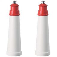 Fletchers Mill Lighthouse Salt & Pepper Mill, White/Red - 9 Inch