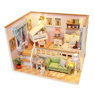 Flever Dollhouse Miniature DIY House Kit Creative Room with Furniture for Romantic Valentines Gift(Because of Meeting You)