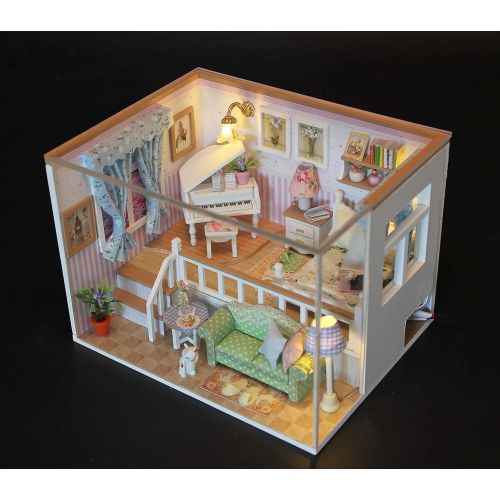  Flever Dollhouse Miniature DIY House Kit Creative Room with Furniture for Romantic Valentines Gift(Because of Meeting You)