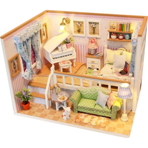  Flever Dollhouse Miniature DIY House Kit Creative Room with Furniture for Romantic Valentines Gift(Because of Meeting You)