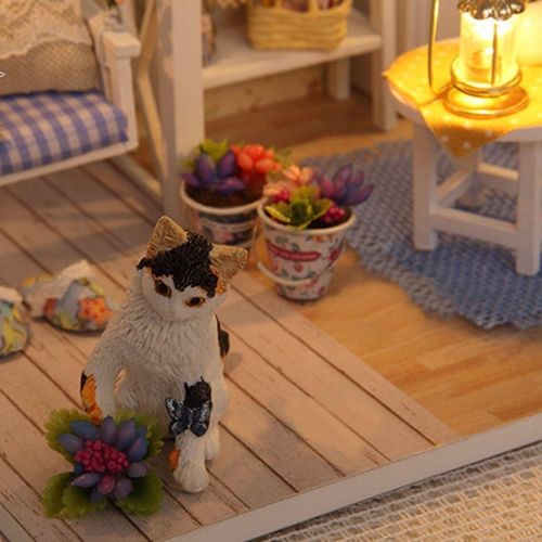  Flever Dollhouse Miniature DIY House Kit Creative Room with Furniture for Romantic Artwork Gift(Kitten Diary)