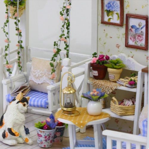  Flever Dollhouse Miniature DIY House Kit Creative Room with Furniture for Romantic Artwork Gift(Kitten Diary)