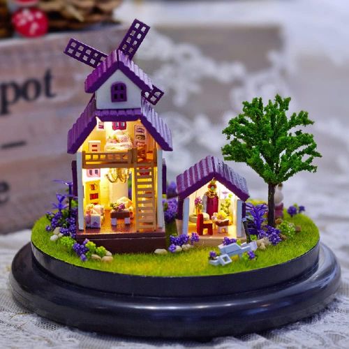  Flever Dollhouse Miniature DIY House Kit Creative Room with Furniture and Glass Cover for Romantic Artwork Gift( Perfect Provence )