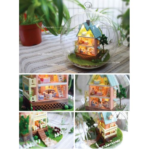  Flever Dollhouse Miniature DIY House Kit Creative Room with Furniture for Romantic Artwork Gift (Cute Mini Villa)
