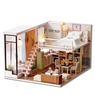 Flever Dollhouse Miniature DIY House Kit Creative Room with Furniture for Romantic Valentines Gift(Wait for The Time)