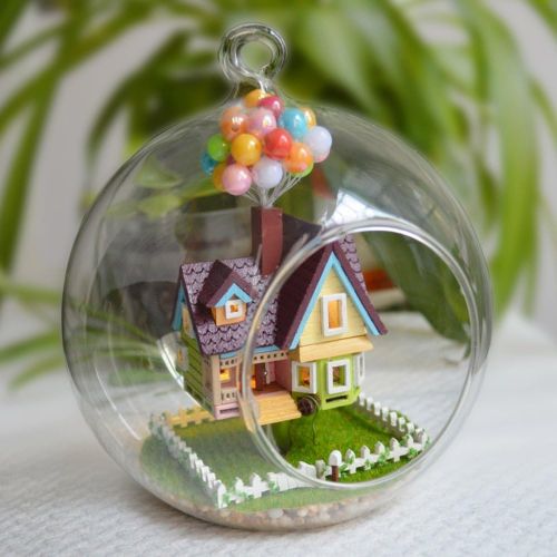  Flever Dollhouse Miniature DIY House Kit Creative Room with Furniture and Glass Cover for Romantic Artwork Gift(Flying Home in My Heart)
