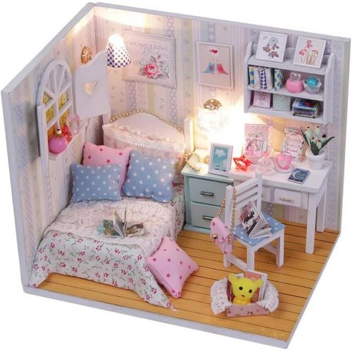  Flever Dollhouse Miniature DIY House Kit Creative Room with Furniture and Cover for Romantic Artwork Gift(Rise and Shine)