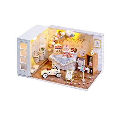  Flever Wooden DIY Dollhouse Kit, 1:24 Scale Miniature with Furniture and Dust Proof Cover, Creative Craft Gift with Younthful Memories for Lovers and Friends (Camp Party)