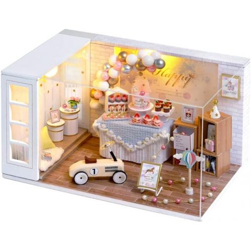  Flever Wooden DIY Dollhouse Kit, 1:24 Scale Miniature with Furniture and Dust Proof Cover, Creative Craft Gift with Younthful Memories for Lovers and Friends (Camp Party)