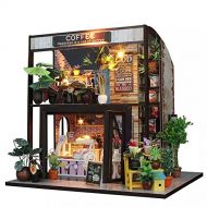 Flever Dollhouse Miniature DIY House Kit Creative Room with Furniture for Romantic Valentines Gift(Time of Coffee)