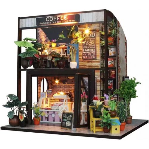  Flever Dollhouse Miniature DIY House Kit Creative Room with Furniture for Romantic Valentines Gift(Time of Coffee)