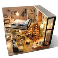 Flever Dollhouse Miniature DIY House Kit Creative Room with Furniture for Romantic Valentines Gift-Attic Dream