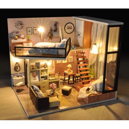  Flever Dollhouse Miniature DIY House Kit Creative Room with Furniture for Romantic Valentines Gift-Attic Dream