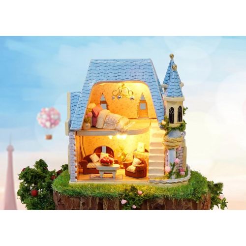  Flever Dollhouse Miniature DIY House Kit Creative Room with Furniture for Romantic Valentines Gift (Dream of Sky)