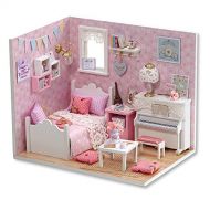 Flever Dollhouse Miniature DIY House Kit Creative Room with Furniture and Cover for Romantic Valentines Gift (Sunny Princess)