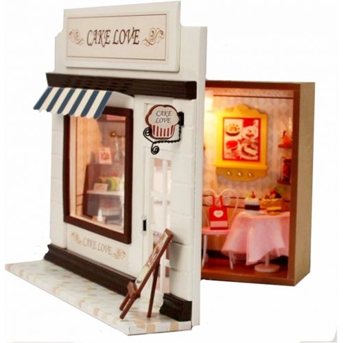  Flever Dollhouse Miniature DIY House Kit Creative Room with Furniture and Cover for Romantic Valentines Gift(Mind of Cake)
