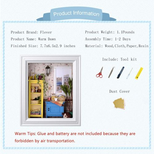 Flever Dollhouse Miniature DIY House Kit Creative Room with Furniture and Frame Type for Romantic Valentines Gift(Warm Dawn)