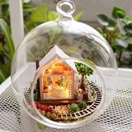 Flever Dollhouse Miniature DIY House Kit Creative Room with Furniture and Glass Cover for Romantic Artwork Gift (Pandora Magic Garden)