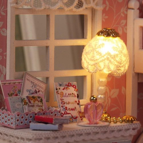  Flever Dollhouse Miniature DIY House Kit Creative Room With Furniture and Glass Cover for Romantic Artwork Gift(Dream Angel)