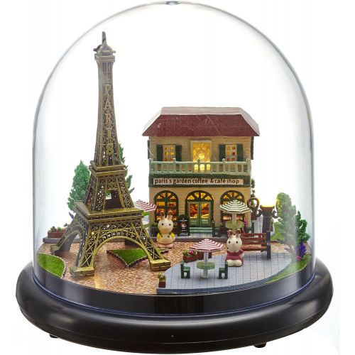  Flever Dollhouse Miniature DIY House Kit Creative Room With Furniture and Glass Cover for Romantic Artwork Gift( Romantic Paris )