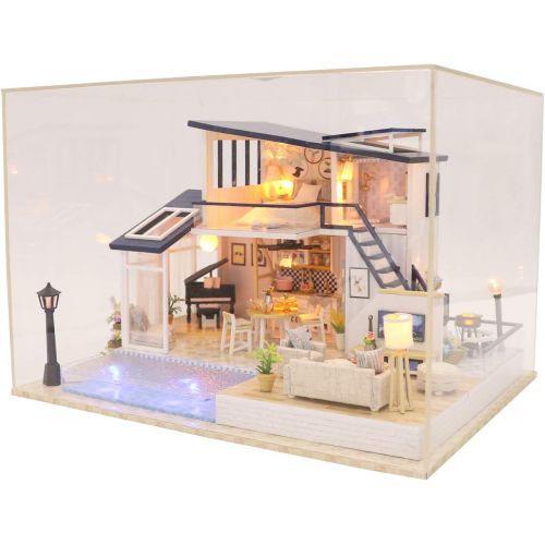  Flever Dollhouse Miniature DIY House Kit Creative Room with Furniture for Romantic Artwork Gift-Mermaid Tribe