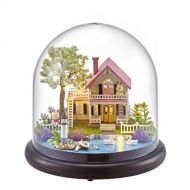 Flever Dollhouse Miniature DIY House Kit Creative Room with Furniture and Glass Cover for Romantic Artwork Gift(Spring Florid)