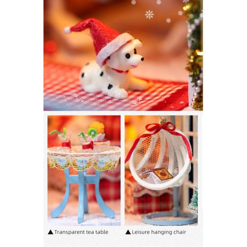  Flever Dollhouse Miniature DIY House Kit Creative Room with Furniture for Romantic Artwork Gift (Christmas Snowy Night)