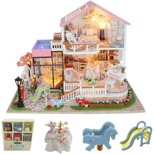  Flever Dollhouse Miniature DIY House Kit Creative Room with Furniture for Romantic Valentines Gift(Sweet Words)