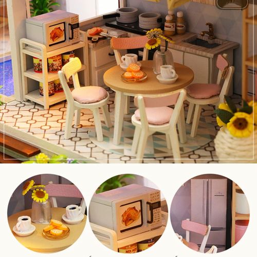  Flever Wooden DIY Dollhouse Kit, Miniature with Furniture, Creative Craft Gift for Lovers and Friends (Love You All The Way)